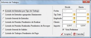 Informes de tintorería